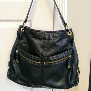 Michael kors black leather hobo shoulder bag purse
